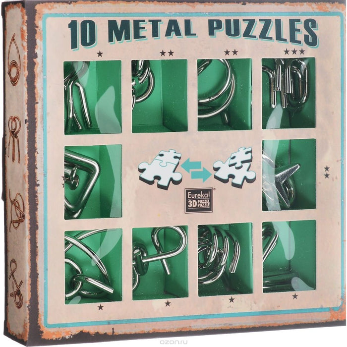 10 Metal Puzzles Set - Red Goblin