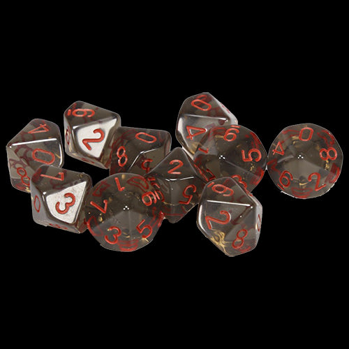 Set 10 zaruri d10 Translucide - Red Goblin