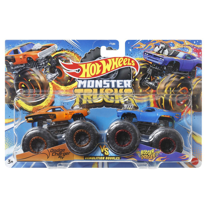 Set 2 Masini Scara 1 la 64  Hot Wheels Monster Truck Dodger Charger Si Rodger Dodger