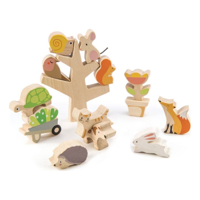 Set de Joaca Stacking Garden Friends - Animalute in copac, cu 16 piese