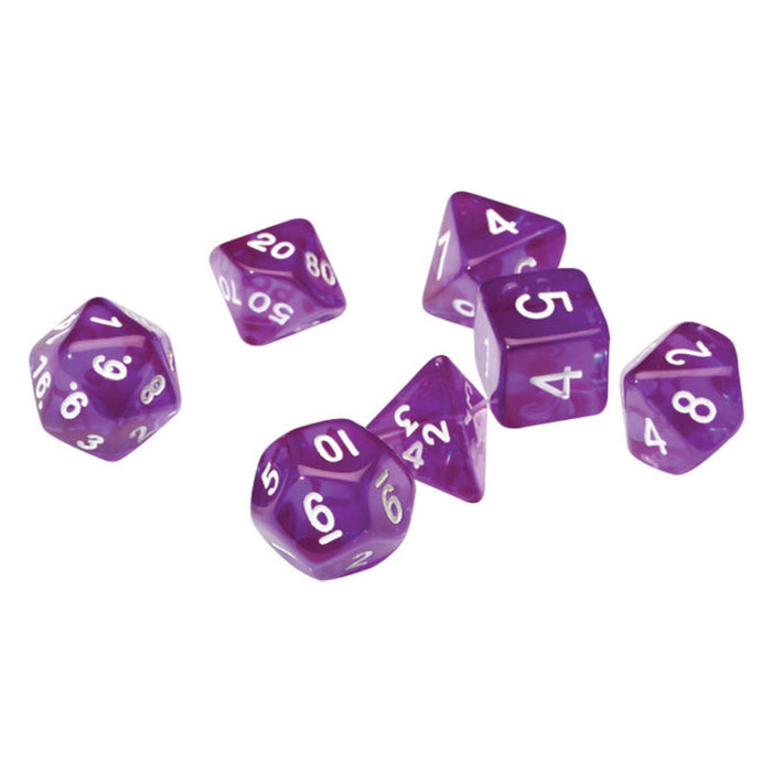 Set 7 Zaruri Sirius Dice - Translucent Purple Resin