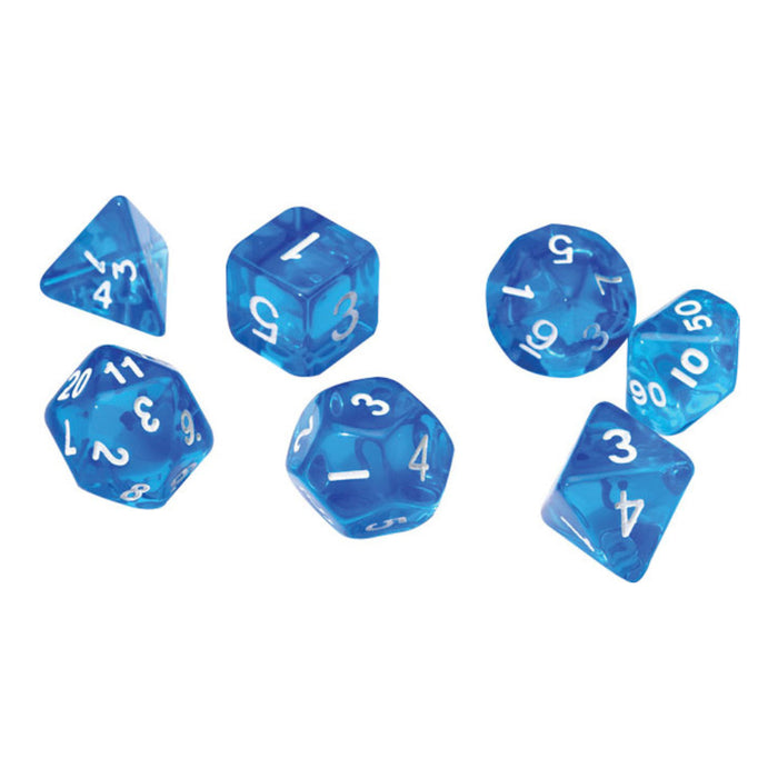 Set 7 Zaruri Sirius Dice - Translucent Blue Resin