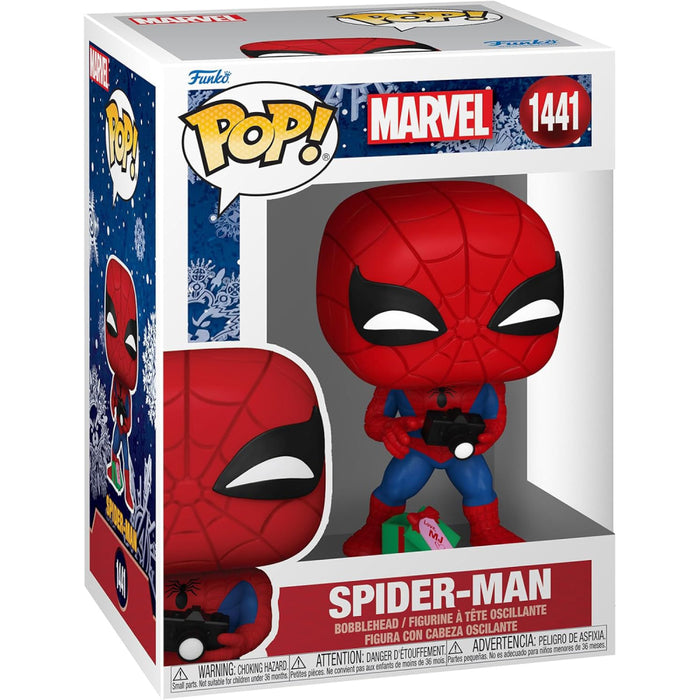 Figurina Funko Pop! Marvel Holiday Spider-Man with Open Gift