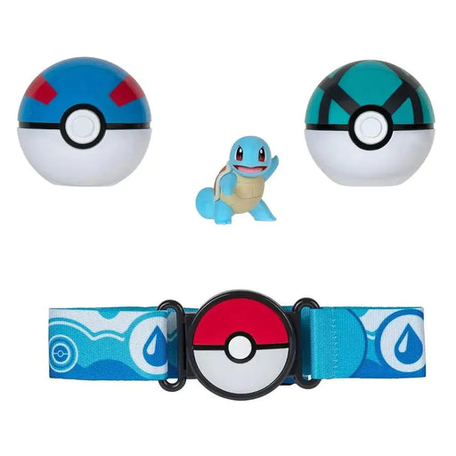 Set Pokemon Figurina si Centura Clip n Go, Great Ball & Net Ball & Squirtle 01 - Red Goblin