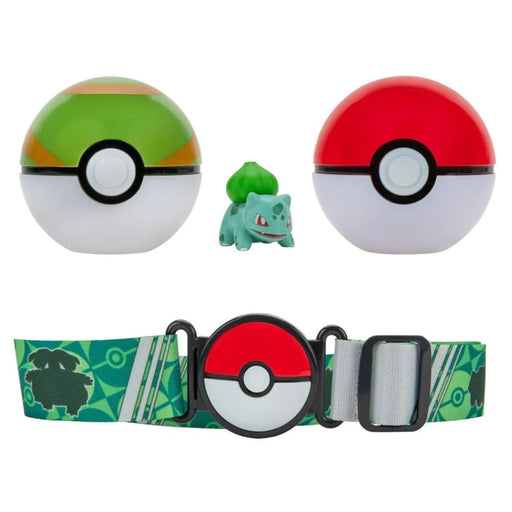 Set Pokemon Figurina si Centura Clip n Go, Poke Ball & Nest Ball & Bulbasaur 02 - Red Goblin