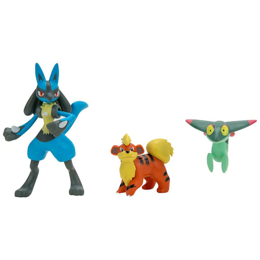 Set 3 Mini Figurine Pokemon - Growlithe & Dreepy & Lucario - Red Goblin