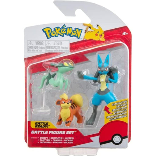 Set 3 Mini Figurine Pokemon - Growlithe & Dreepy & Lucario - Red Goblin