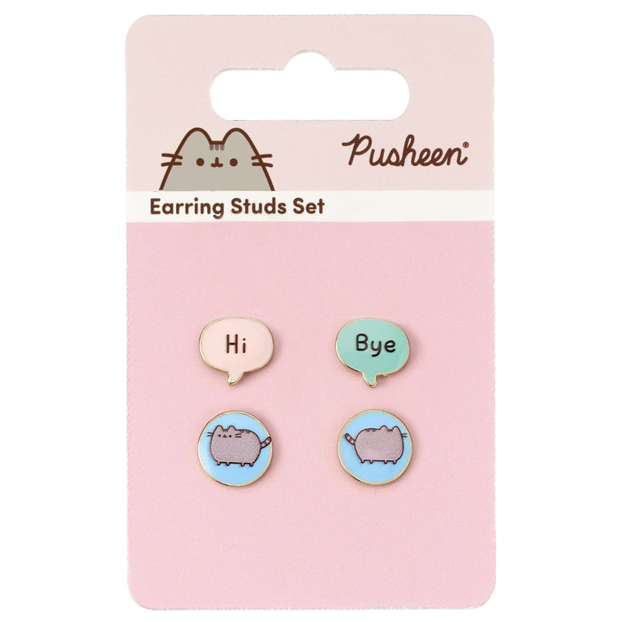 Set 2 Perechi Cercei Pusheen Hi , Bye