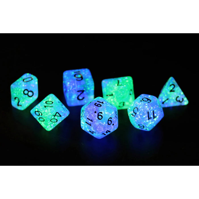 Set 7 Zaruri Sirius Dice - Peacock Glowworm