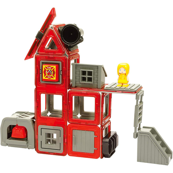 Joc de Constructie Magnetic Magformers Amazing Rescue Set - Statia de Pompieri, 50 piese - Red Goblin