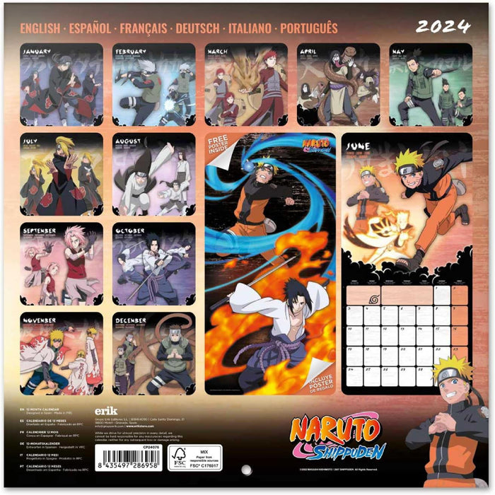 Calendar 2024 30x30 Naruto