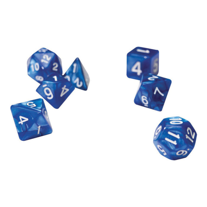 Set 7 Zaruri Sirius Dice - Pearl Blue Acrylic