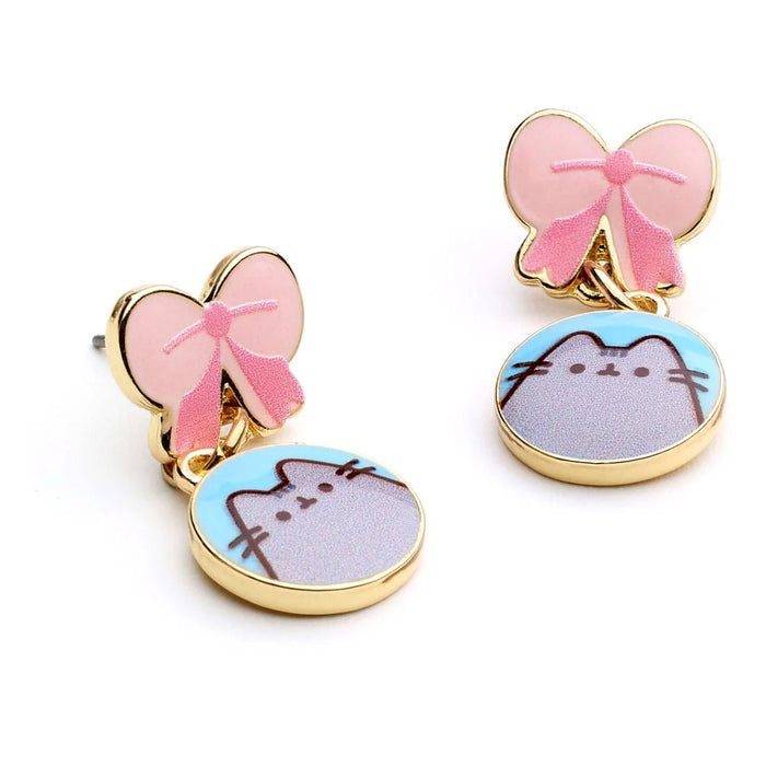 Pusheen Drop Earrings Pink Bows