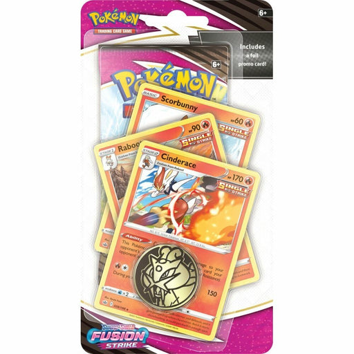 Pokemon Trading Card Game Sword & Shield 8 Fusion Strike - Premium Checklane Blister - Cinderace - Red Goblin