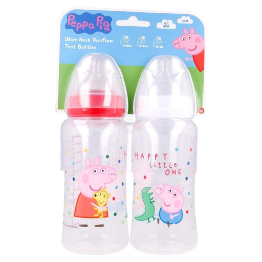 Set 2 Biberoane cu Gat Larg 360 ml Tetina din Silicon 3 Pozitii Peppa Pig Little One - Red Goblin