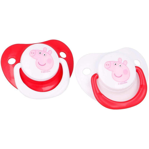 Set 2 Suzete Ortodontice din Silicon pentru Bebelusi 6 Luni cu Capac Peppa Pig Little One - Red Goblin