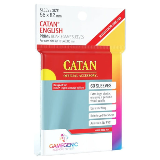 Sleeve-uri Gamegenic - PRIME Catan-Sized Sleeves 56 x 82 mm - Clear (60 Bucati) - Red Goblin