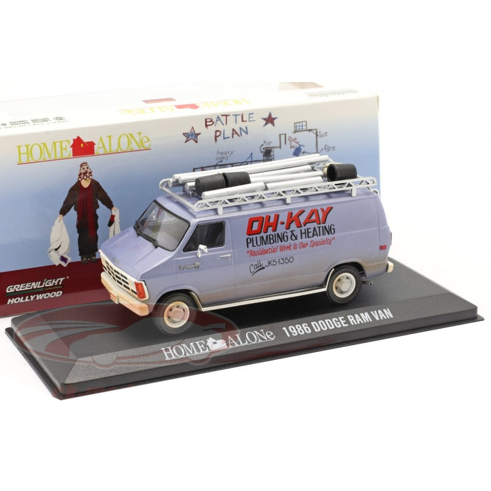 Figurina Home Alone - 1986 Dodge Ram Van "Oh-Kay Plumbing & Heating" 1:43 - Red Goblin