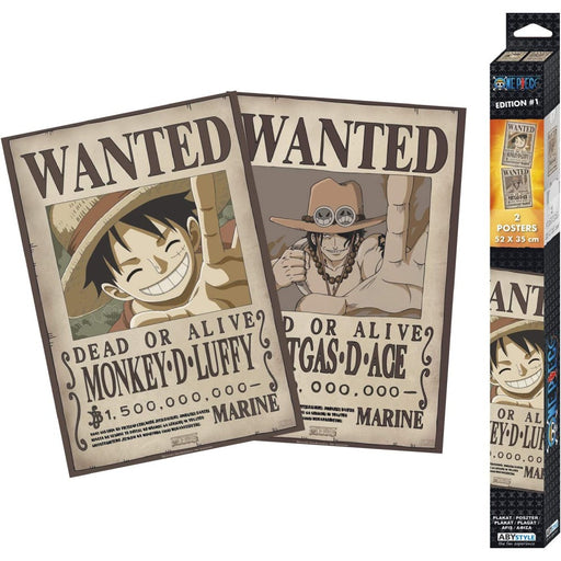 Set 2 Postere Chibi One Piece - Wanted Luffy & Ace (52x35) - Red Goblin