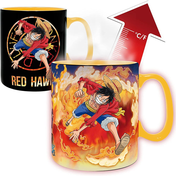 Set Cadou One Piece - Cana Heat Change 460ml + Coaster - Red Goblin