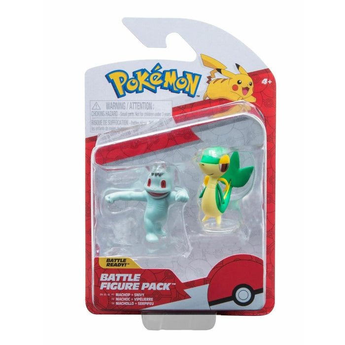 Set 2 Mini Figurine Pokemon - Machop & Snivy - Red Goblin