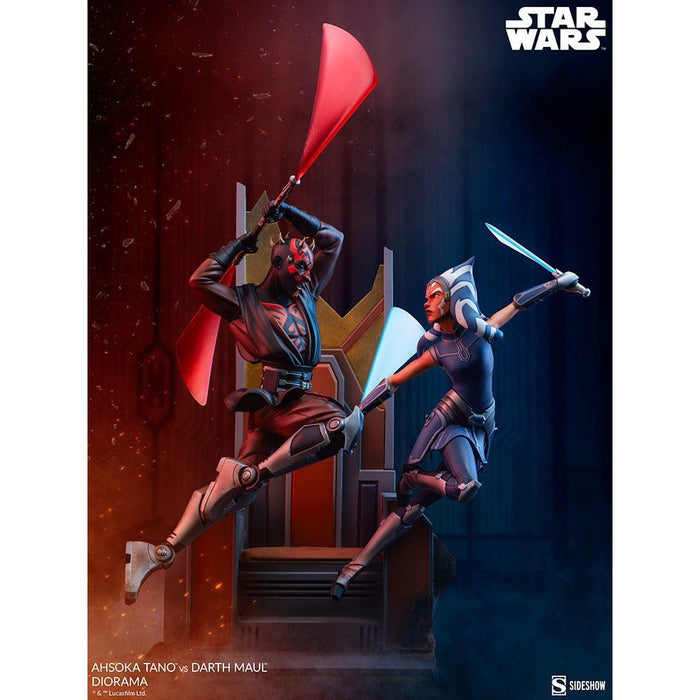 Precomanda Figurina Star Wars The Clone Wars Diorama Ahsoka Tano vs Darth Maul 51 cm - Red Goblin