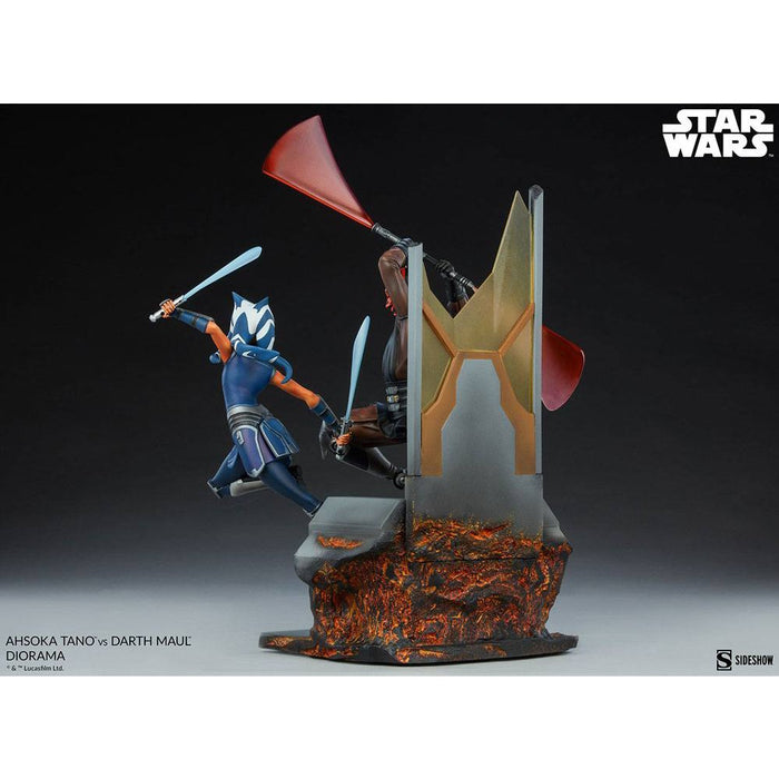 Precomanda Figurina Star Wars The Clone Wars Diorama Ahsoka Tano vs Darth Maul 51 cm - Red Goblin