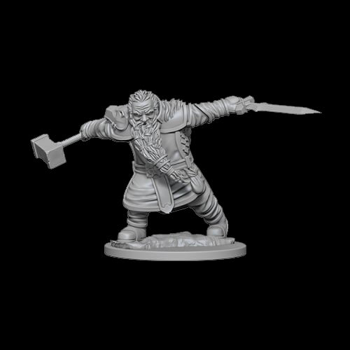 D&D Unpainted Miniatures: Dwarf Male Fighter - Red Goblin