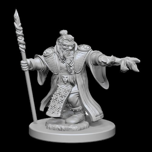 D&D Unpainted Miniatures: Dwarf Male Wizard - Red Goblin