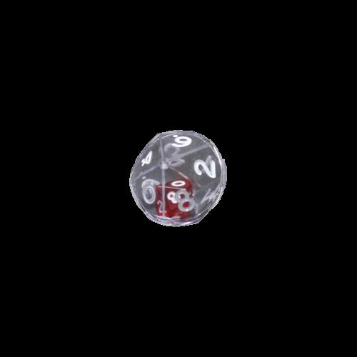 Zar transparent d10 conținând zar opac d10 - Red Goblin