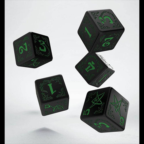 Arkham Horror Dice Set 5D6 black & green - Red Goblin