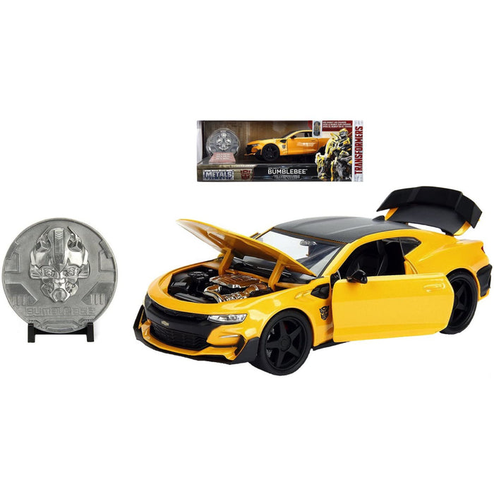 Figurina Transformers Diecast Model 1/24 2016 Chevy Camaro Bumblebee cu Moneda de Colectie - Red Goblin