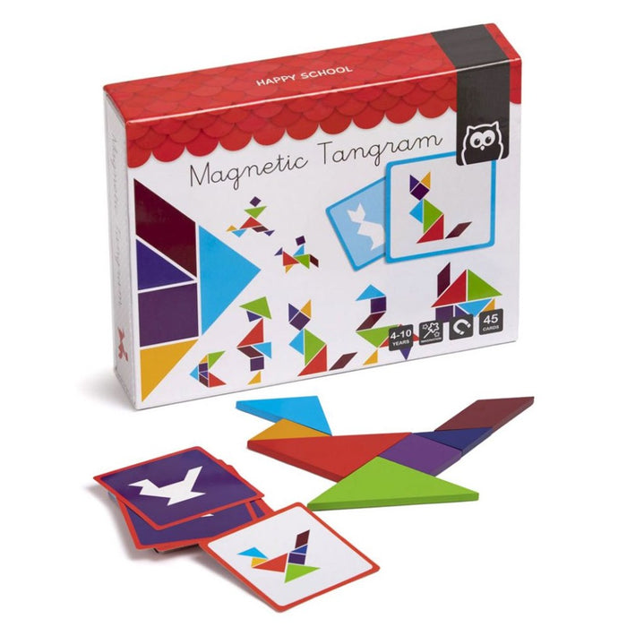 Puzzle Magnetic Educativ din Lemn Tangram - Red Goblin